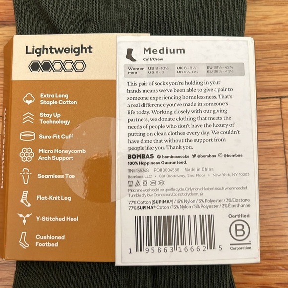 NWT BOMBAS bee better lightweight medium dress socks - Picture 2 of 3